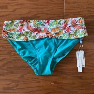 Bleu Rod Beattie Foldover Bikini Bottoms Pineapple and Teal size 10